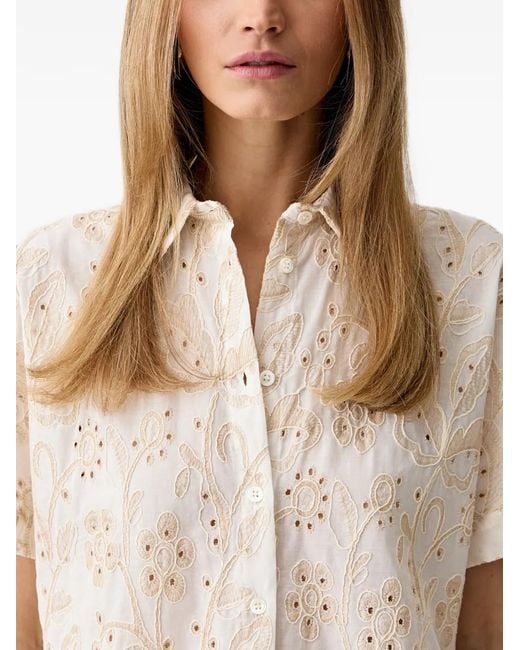 ViCOLO White Broderie-Anglaise Short-Sleeve Shirt