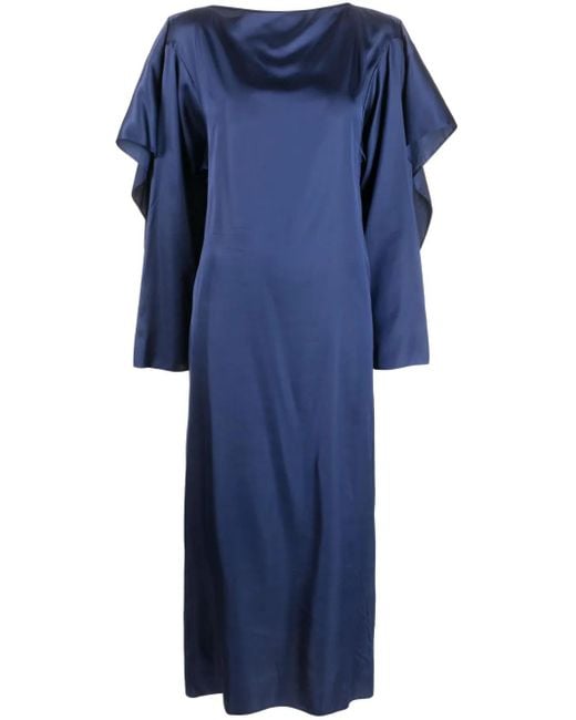 MM6 by Maison Margiela Blue Draped Satin Midi Dress