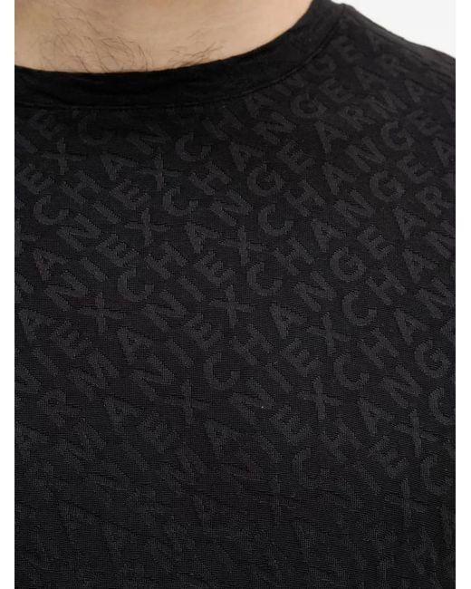ARMANI EXCHANGE Black All-Over Logo T-Shirt for men