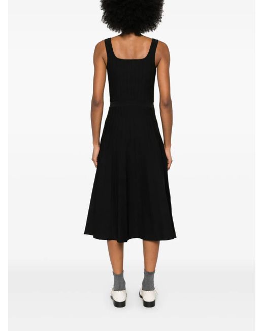 Maje Black Geripptes Midikleid