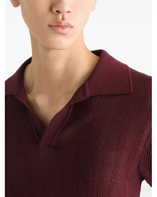 Dolce & Gabbana Red Knitted Polo Shirt for men