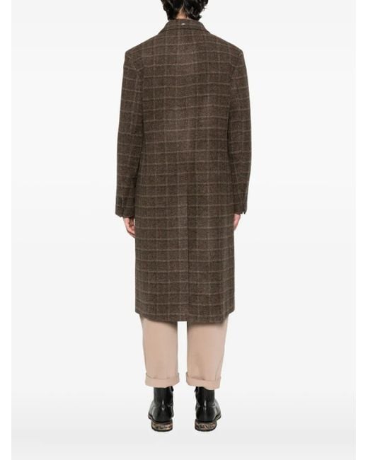 Our Legacy Brown Checked Double-Breasted Coat for men