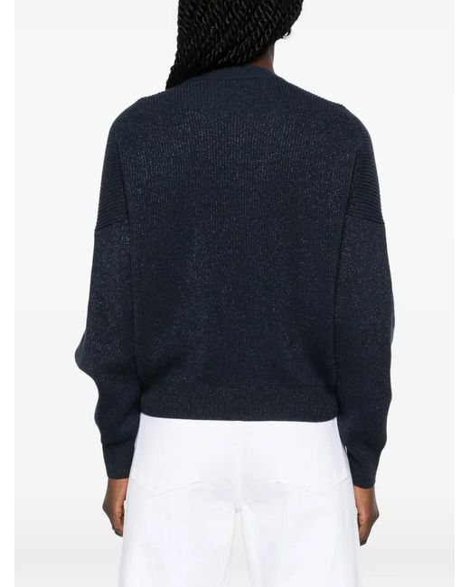 Brunello Cucinelli Blue Metallic-Effect Sweater