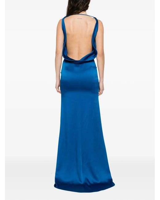 GIUSEPPE DI MORABITO Blue Cowl-Neck Draped Maxi Dress
