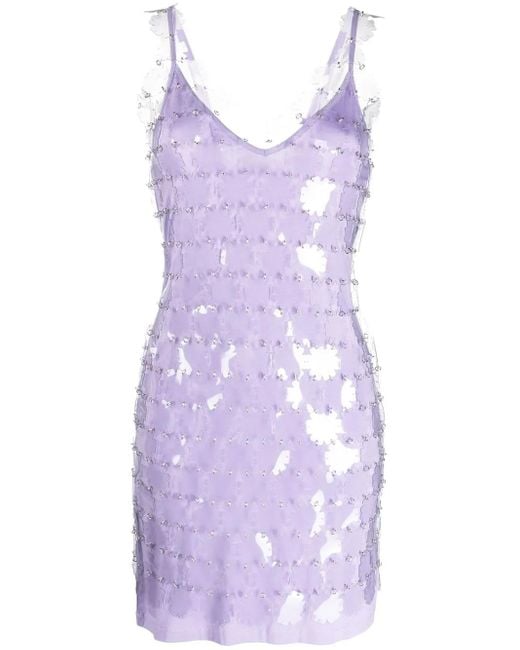 Rabanne Sequinned V-neck Mini Dress Purple