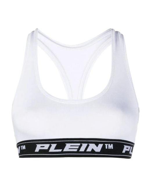 Philipp Plein White Logo-Underband Sports Bralette