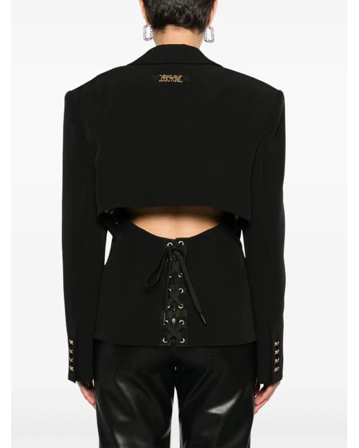 Versace Jeans Couture Black Lace-Up Single-Breasted Blazer