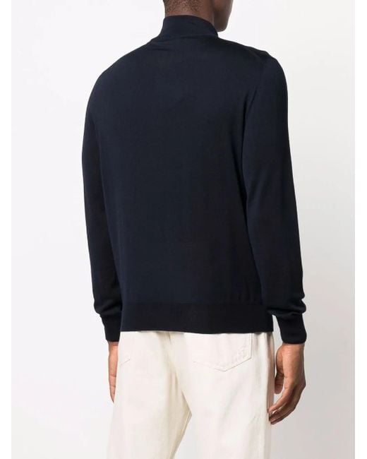 Felpa con colletto con zip di Canali in Blue da Uomo