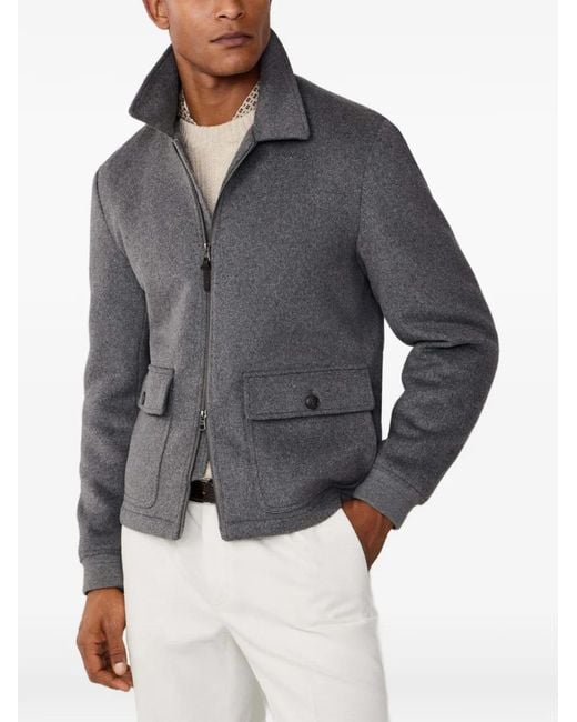 Hackett Gray Zip-Fastening Quilted Jacket for men
