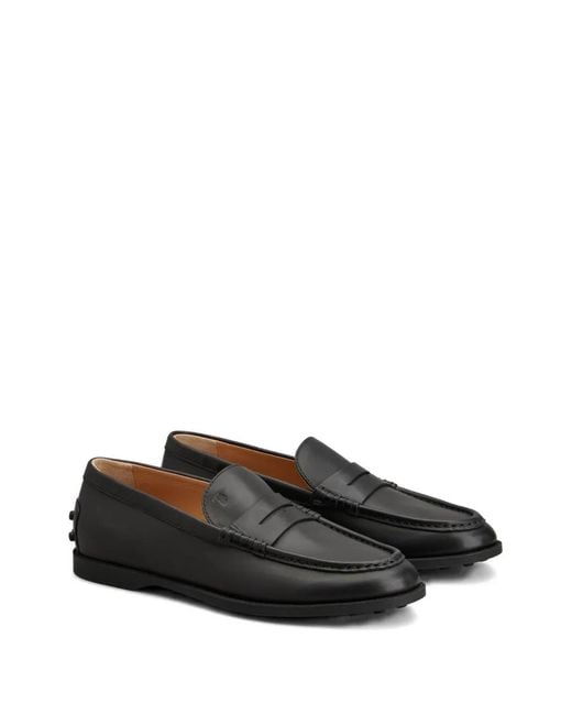 Tod's Black Penny Leather Loafers