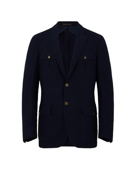 Moorer Blue Button Pocket Blazer for men