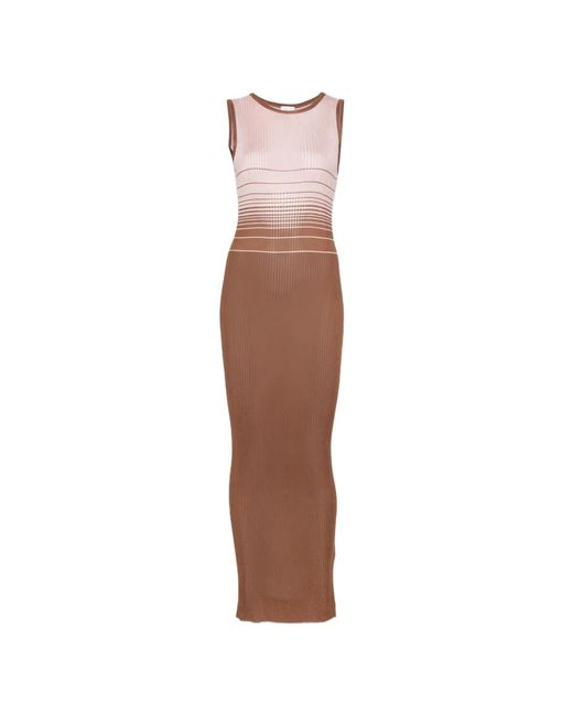 Roberto Collina White Gradient-Effect Ribbed-Knit Maxi Dress