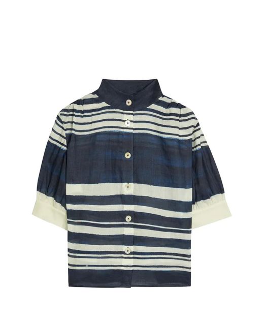Veronica Beard Blue Hollandale Short-Sleeve Shirt