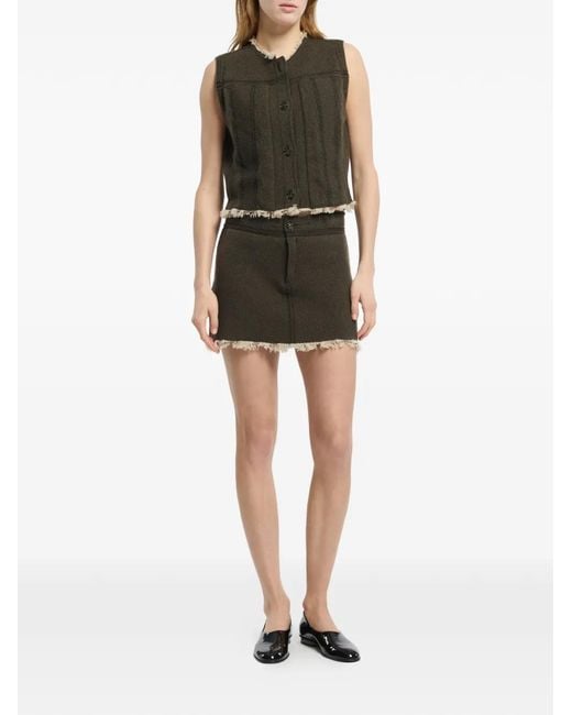 Barrie Black Denim Fringed Sleeveless Jacket