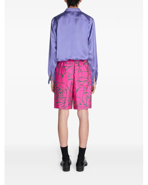 Dries Van Noten Pink Floral-Print Shorts for men