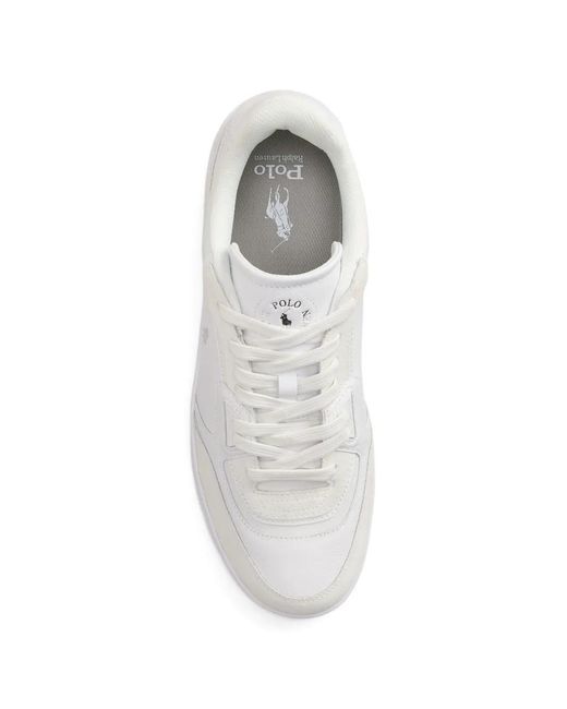 Polo Ralph Lauren White Open Masters Leather Suede Sneakers for men