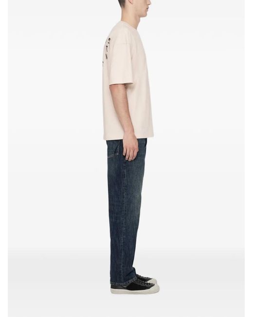 AllSaints White Shadow Logo-Print Fadeout-Wash T-Shirt for men
