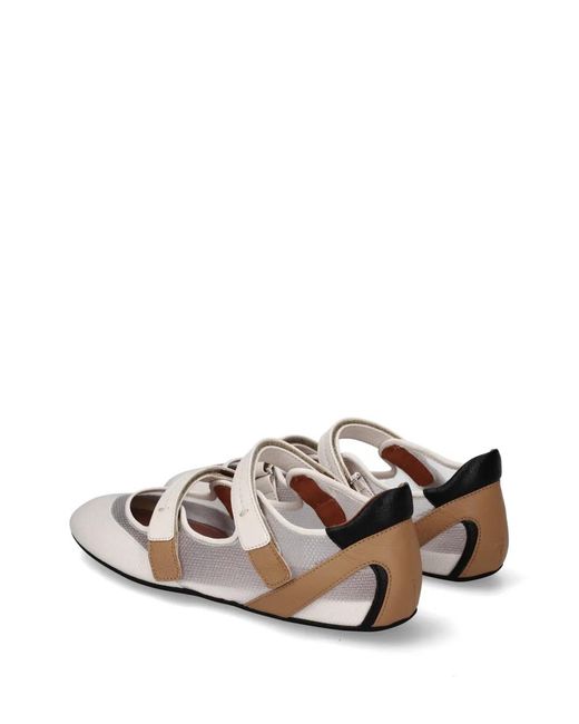 Premiata White Mary Janes Touch-Strap Ballet Flats