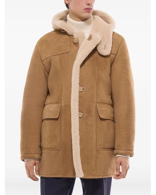 Fursac Natural Hooded Shearling Coat for men