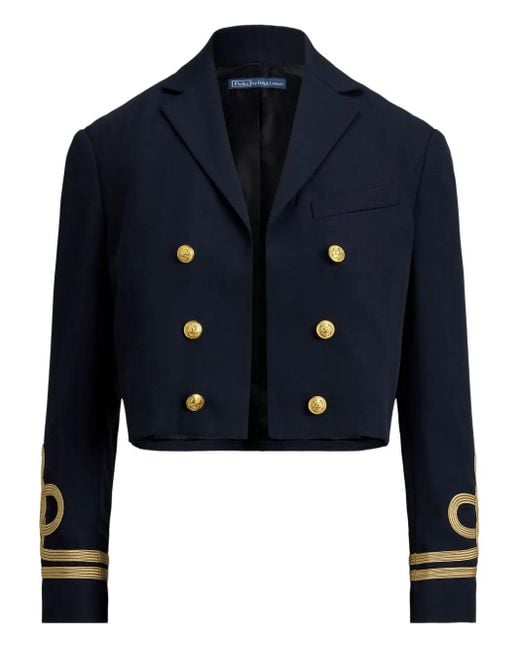 Polo Ralph Lauren Blue Cropped Rope-detail Jacket
