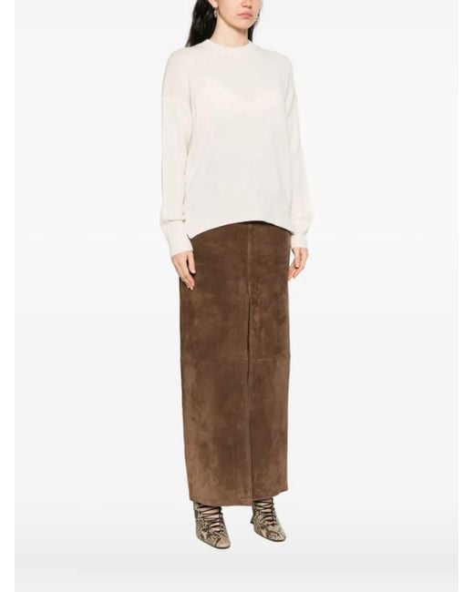 Allude Natural Round-Neck Cashmere Sweater