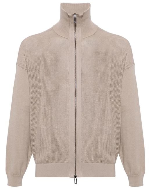 Emporio Armani Natural Zip-Up Cotton Cardigan for men