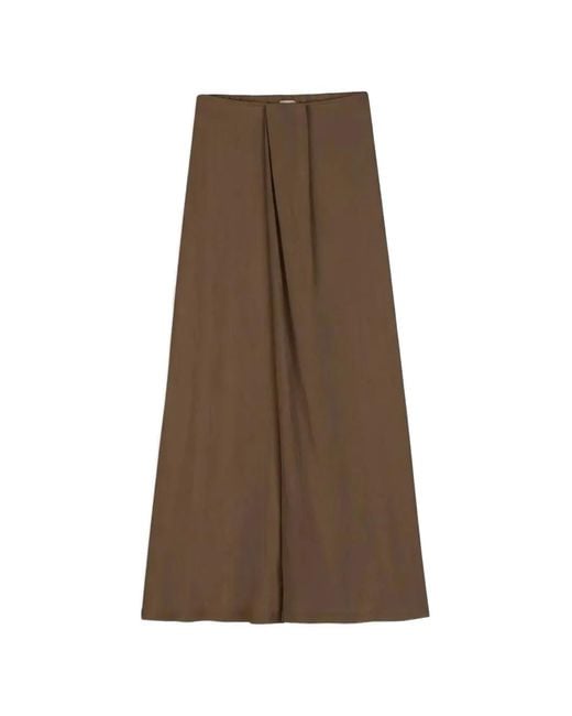 Alysi Brown Draped Silk Trousers