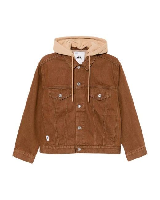 Chocoolate Brown Logo-Patched Denim Jacket