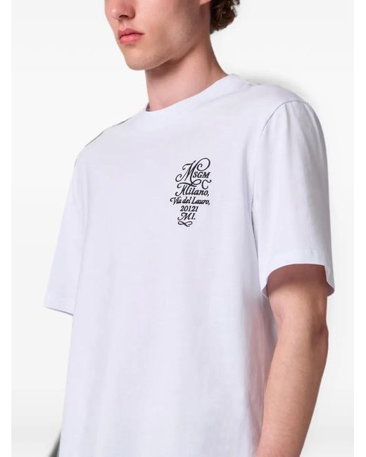 MSGM White Logo-Print Crew-Neck T-Shirt for men