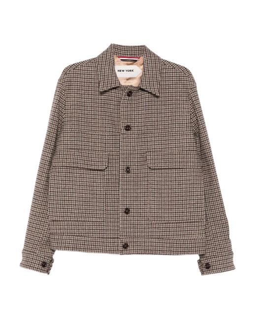 NEW YORK RESIDENT Brown Houndstooth Overshirt for men