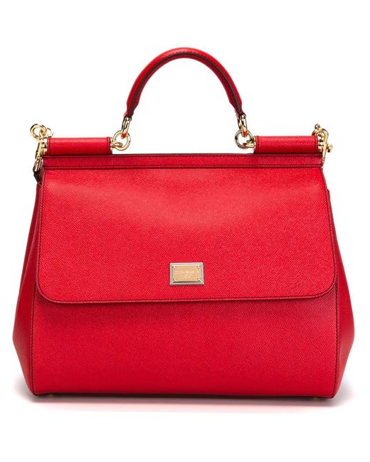 Dolce & Gabbana Red Sicily Small Leather Tote