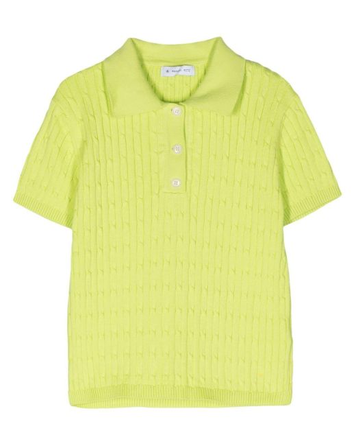 Manuel Ritz Yellow Short-sleeve Cable-knit Polo Shirt