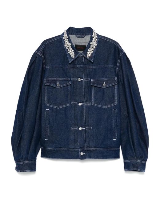 Simone Rocha Blue Crystal-Embellished Denim Jacket for men