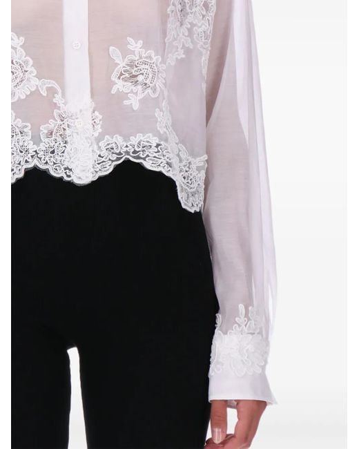 Ermanno Scervino White Lace-Embellished Shirt