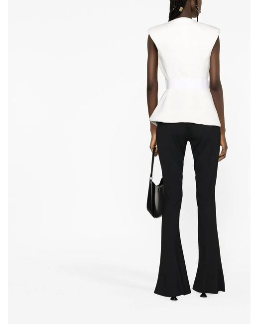 Balmain White Padded-Shoulder Belted Vest