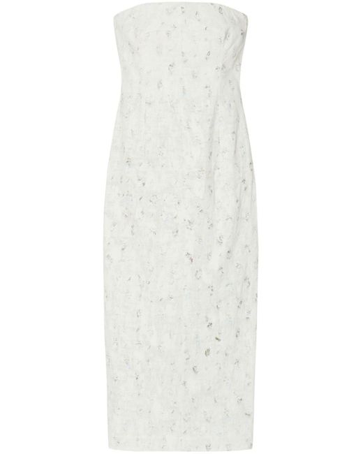 Tory Burch White Embellished Linen Dress