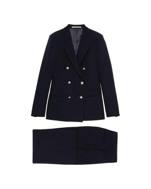 Tagliatore Blue Button Double-Breasted Dress