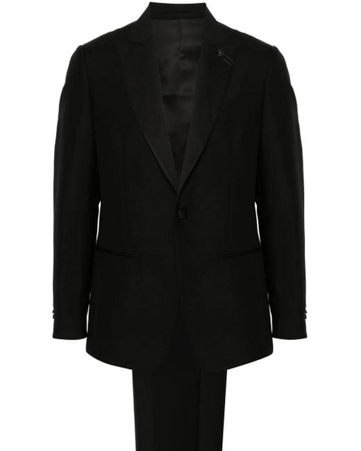 Traje con solapas de pico Lardini de hombre de color Black
