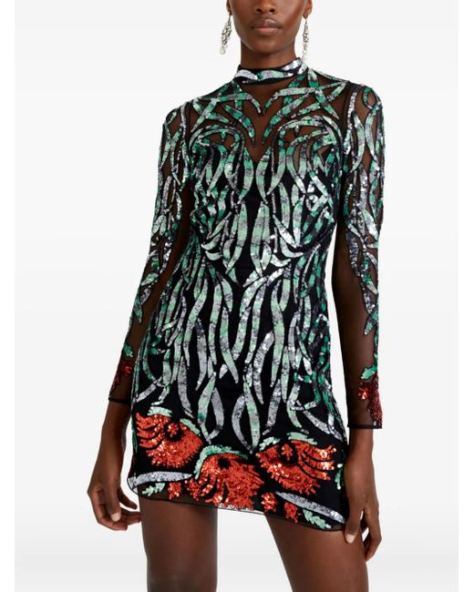Temperley London Gray Sequin-Embellished Mini Dress