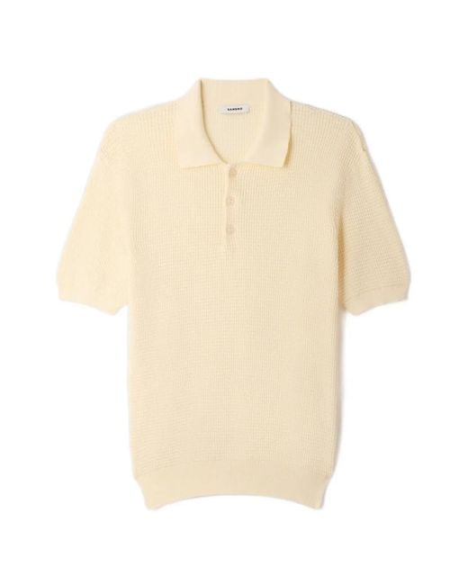 Sandro White Polo En Coton À Design Gaufré for men