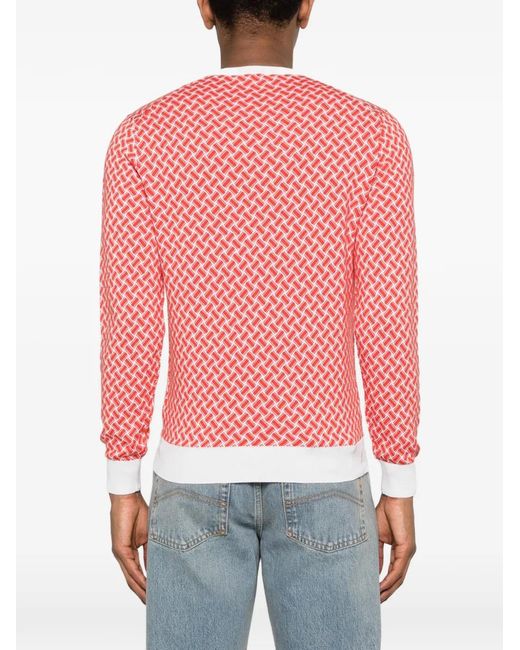Drumohr Pink Geometric-Pattern Sweater for men