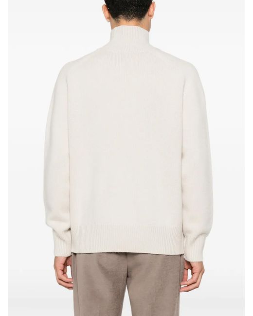 Soft Goat White Long-Sleeve Roll-Neck Sweater for men