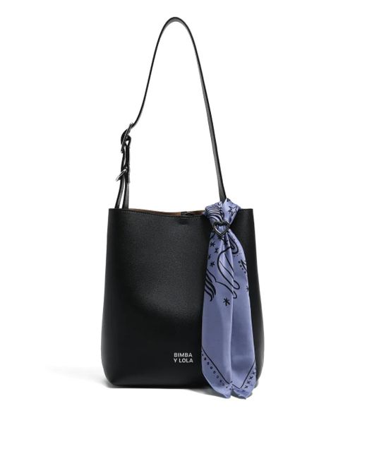 Bimba Y Lola Blue Geometric-Print Scarf