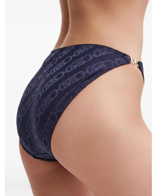 MICHAEL Michael Kors Blue Logo-Pattern Bikini Bottoms