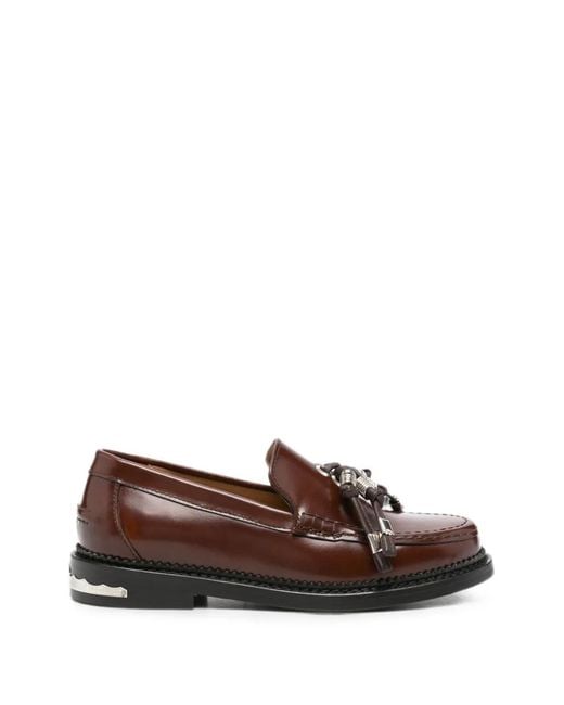 Toga Brown Tassel-Detail Hardware-Embellished Loafers