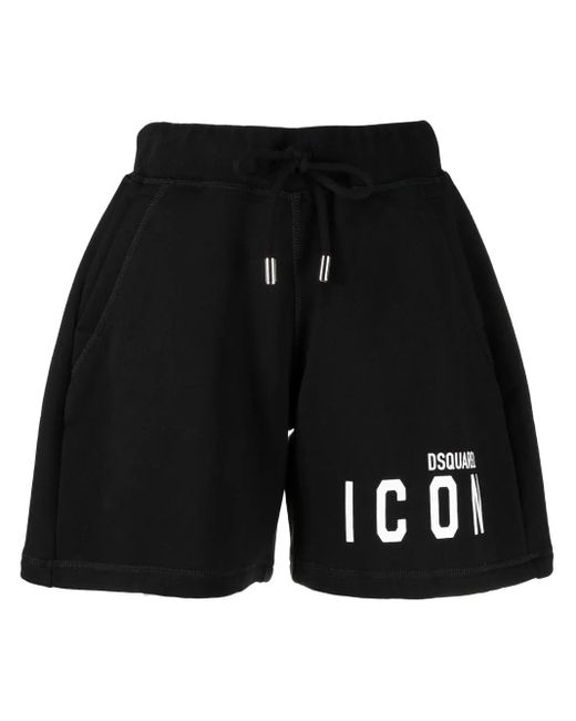 DSquared² Black Logo-Print Track Shorts