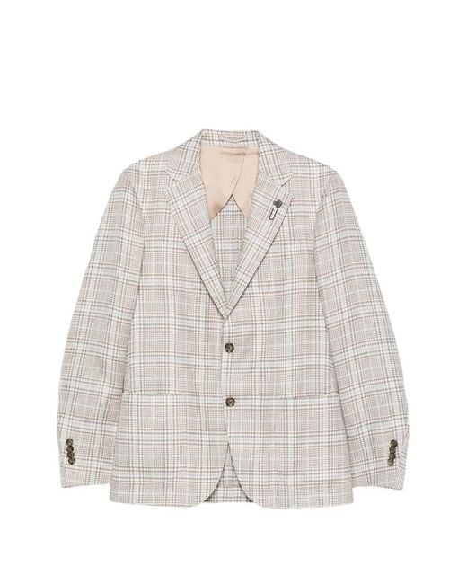 Lardini White Checked Blazer for men
