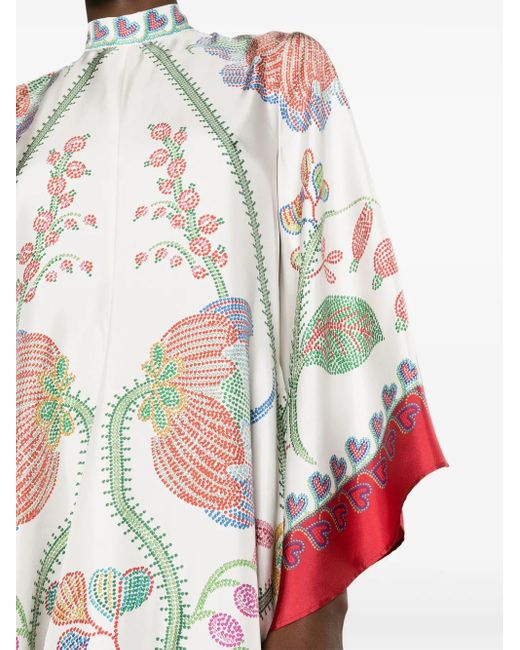 LaDoubleJ Magnifico Flower Placée プリント ドレス White