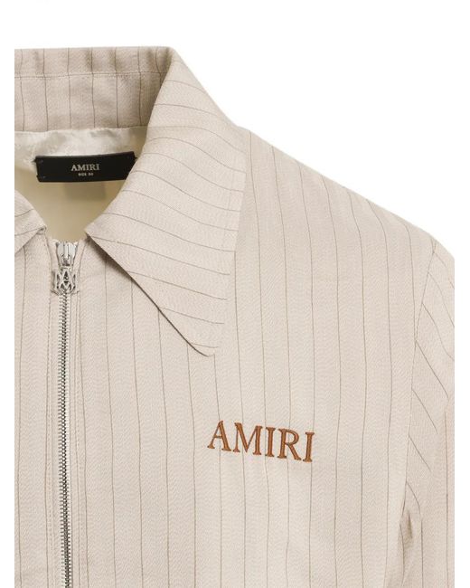 Amiri White Striped Zip-Up Jacket for men