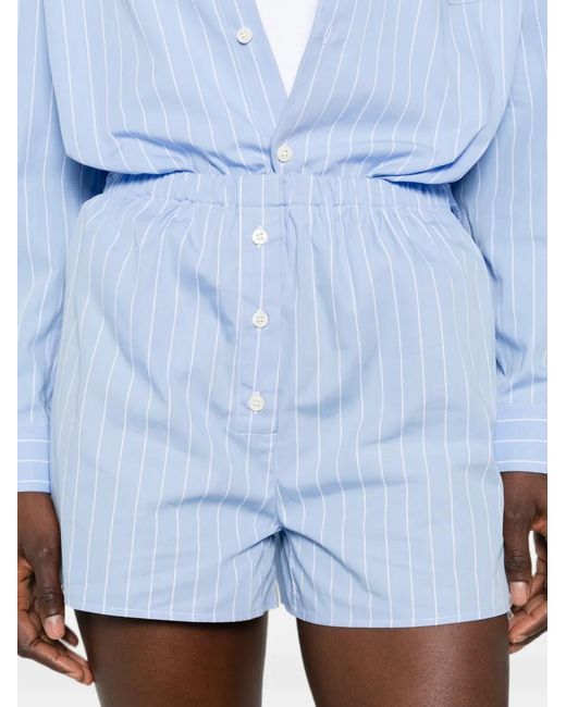 Sporty & Rich Blue Vertical-Stripe Shorts